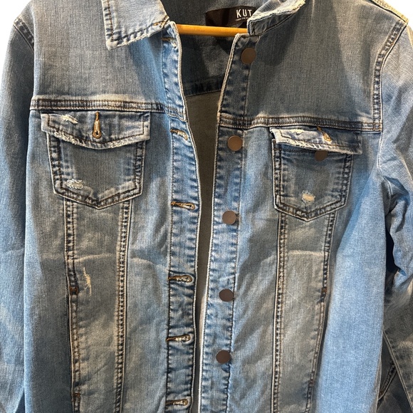 Kut From The Kloth Women's Arielle Distressed Denim Jean Jacket Size X-Large - Picture 2 of 7